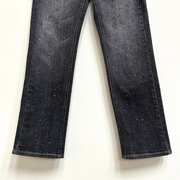 White House Black Market Charcoal Black Rhinestone Crop Denim Jeans, Size 6 - Picture 6 of 15